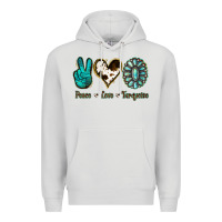 Dove Grey Peace Love Turquoise Premium Hoodie - Jasminsmagicworld