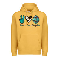 Mustard Peace Love Turquoise Premium Hoodie - Jasminsmagicworld