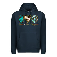 Navy Peace Love Turquoise Premium Hoodie - Jasminsmagicworld