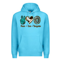 Ocean Blue Peace Love Turquoise Premium Hoodie - Jasminsmagicworld