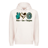 Pale Pink Peace Love Turquoise Premium Hoodie - Jasminsmagicworld