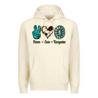 Sandshell Peace Love Turquoise Premium Hoodie - Jasminsmagicworld