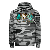 Slate Camo Peace Love Turquoise Premium Hoodie - Jasminsmagicworld