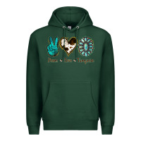 Sports Green Peace Love Turquoise Premium Hoodie - Jasminsmagicworld