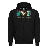 Black Peace Love Turquoise Zipper Hoodie - Jasminsmagicworld