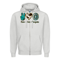 Dove Grey Peace Love Turquoise Zipper Hoodie - Jasminsmagicworld