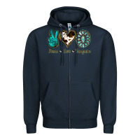 Navy Peace Love Turquoise Zipper Hoodie - Jasminsmagicworld