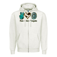 Peace Love Turquoise Zipper Hoodie | Teevron