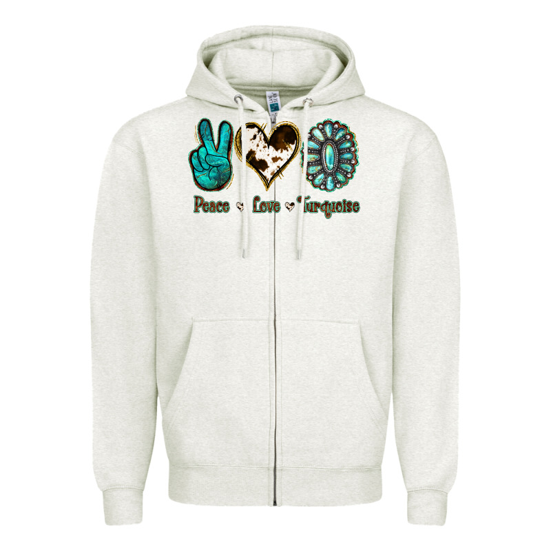Peace Love Turquoise Zipper Hoodie by Jasminsmagicworld | Teevron