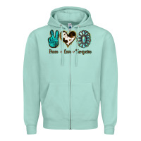 Seafoam Peace Love Turquoise Zipper Hoodie - Jasminsmagicworld
