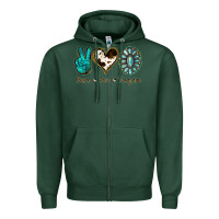 Sports Green Peace Love Turquoise Zipper Hoodie - Jasminsmagicworld