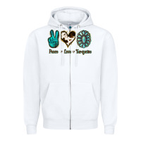 White Peace Love Turquoise Zipper Hoodie - Jasminsmagicworld