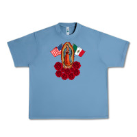 Pebble Blue our lady virgen de guadalupe mexican american flag holiday Urban Heavy Tee - linhVisuals