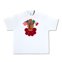 White our lady virgen de guadalupe mexican american flag holiday Urban Heavy Tee - linhVisuals