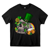 Black St Patrick's Day boho skull Heavy Core Tee - FaDigitalArtStudio