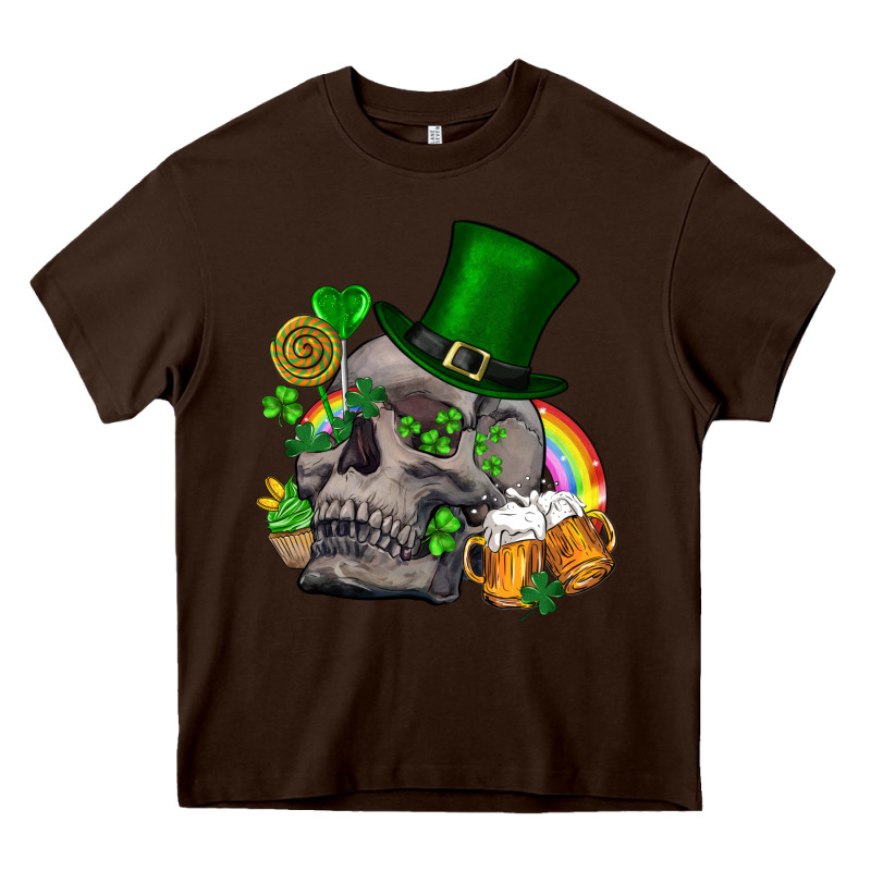 St Patrick's Day Boho Skull Heavy Core Tee by FaDigitalArtStudio | Teevron