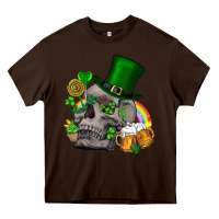 Chocolate Brown St Patrick's Day boho skull Heavy Core Tee - FaDigitalArtStudio