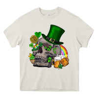 Cream St Patrick's Day boho skull Heavy Core Tee - FaDigitalArtStudio