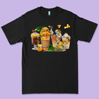 Honey Bee Coffee Cups Premium Tee Designed By Fadigitalartstudio