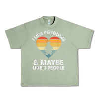 Oil Green i like penguins and 3 people vintage Urban Heavy Tee - linhVisuals