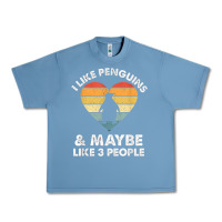 Pebble Blue i like penguins and 3 people vintage Urban Heavy Tee - linhVisuals