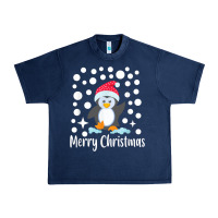 Navy penguin merry christmas with snow Urban Heavy Tee - linhVisuals