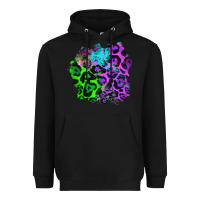 Black Colorful Leopard patch Heavyweight Hoodie - RanaPortraitStore
