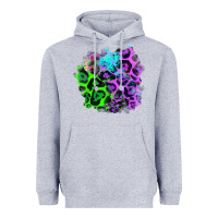 Heather Grey Colorful Leopard patch Heavyweight Hoodie - RanaPortraitStore