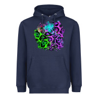 Navy Colorful Leopard patch Heavyweight Hoodie - RanaPortraitStore