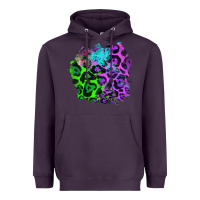 Plum Colorful Leopard patch Heavyweight Hoodie - RanaPortraitStore