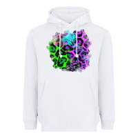 White Colorful Leopard patch Heavyweight Hoodie - RanaPortraitStore