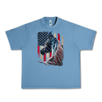 Pebble Blue patriotic horse american flag   horse vintage Urban Heavy Tee - linhVisuals