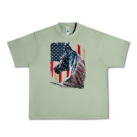 Oil Green patriotic horse american flag   horse vintage Urban Heavy Tee - linhVisuals