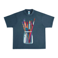 Midnight Navy Paint Brushes Urban Heavy Tee - linhVisuals