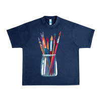 Navy Paint Brushes Urban Heavy Tee - linhVisuals