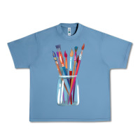 Pebble Blue Paint Brushes Urban Heavy Tee - linhVisuals