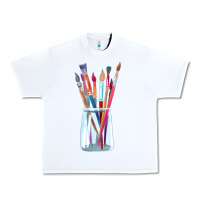 White Paint Brushes Urban Heavy Tee - linhVisuals