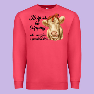 Heifer's Be Trippin' Charolais Cow Premium Sweatshirt Designed By Ranaportraitstore