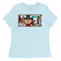 Baby Blue noel snowman christmas Ladies Tee - CowhideDigitalArt