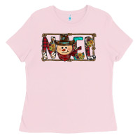 Bubblegum Pink noel snowman christmas Ladies Tee - CowhideDigitalArt