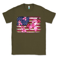 Army Green breast cancer american flag background Classic Tee - BarkalooDesign