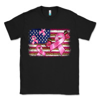 Black breast cancer american flag background Classic Tee - BarkalooDesign