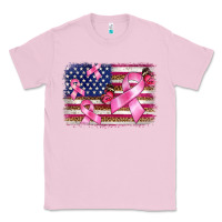 Bubblegum Pink breast cancer american flag background Classic Tee - BarkalooDesign