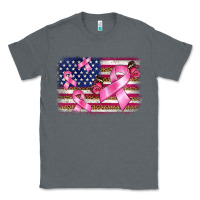 Charcoal Heather breast cancer american flag background Classic Tee - BarkalooDesign