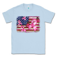 Dusty Blue breast cancer american flag background Classic Tee - BarkalooDesign