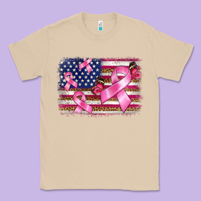 Breast Cancer American Flag Background Classic Tee Designed By Barkaloodesign