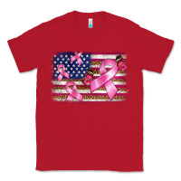Red breast cancer american flag background Classic Tee - BarkalooDesign