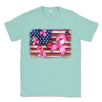Seafoam breast cancer american flag background Classic Tee - BarkalooDesign