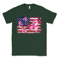 Sports Green breast cancer american flag background Classic Tee - BarkalooDesign