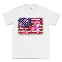 White breast cancer american flag background Classic Tee - BarkalooDesign
